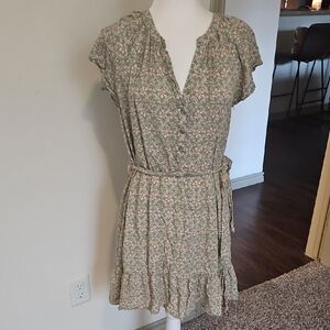 Floral Print Green Dress